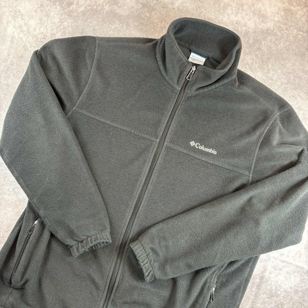 Columbia Jacket Men's XLT Tall Black Full Zip Pockets Outdoor Hiking Fleece